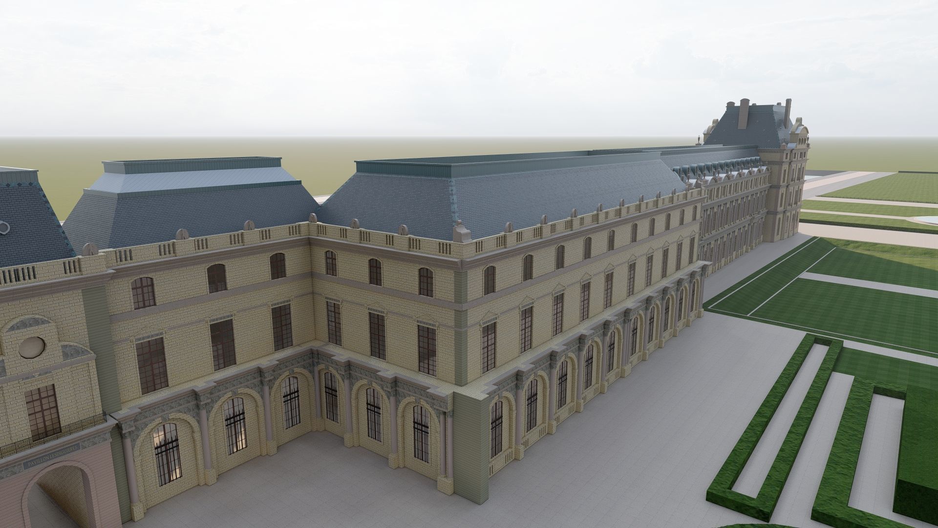 Louvre museum with interior 3D model_36