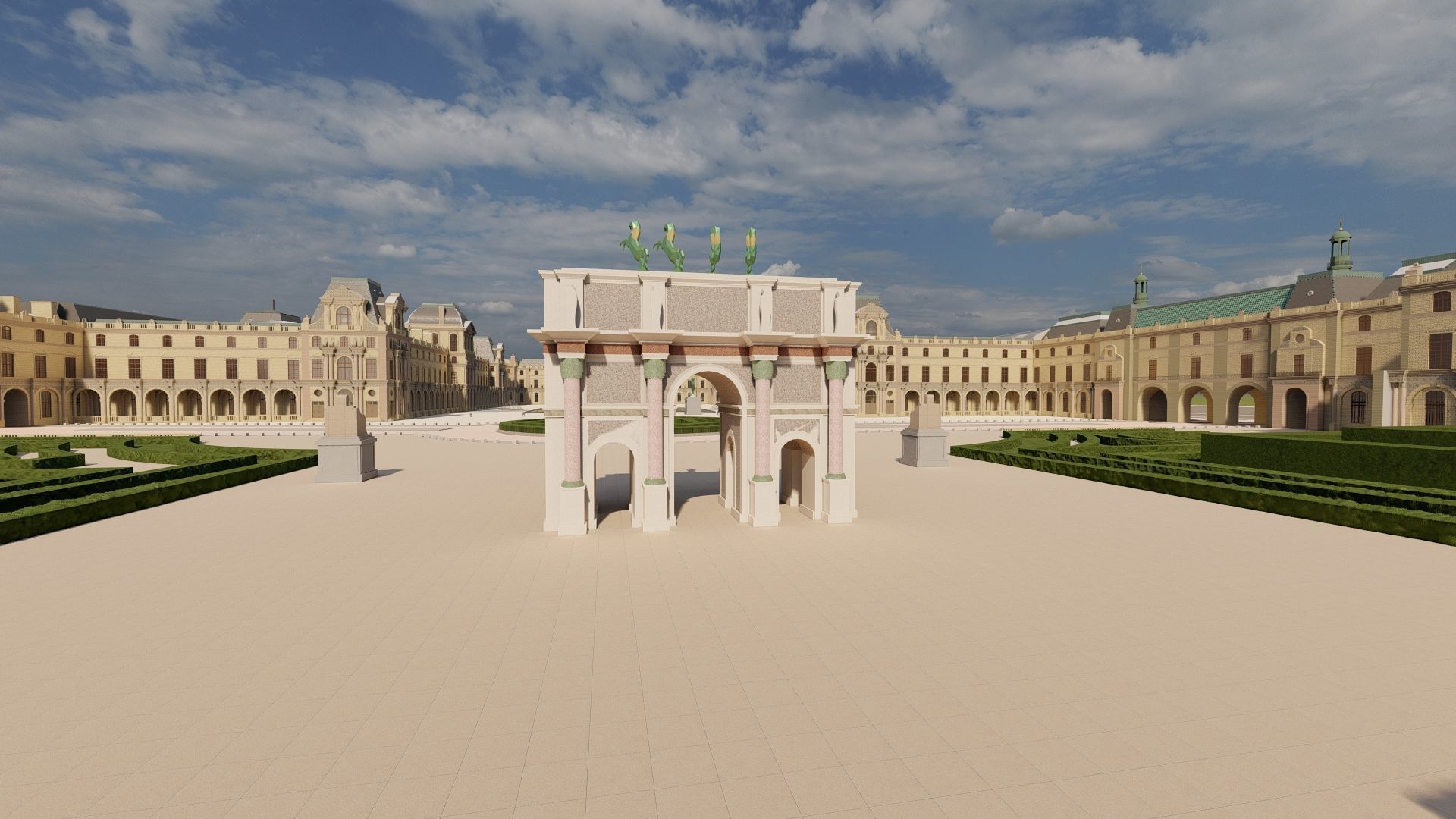 Louvre museum with interior 3D model_4