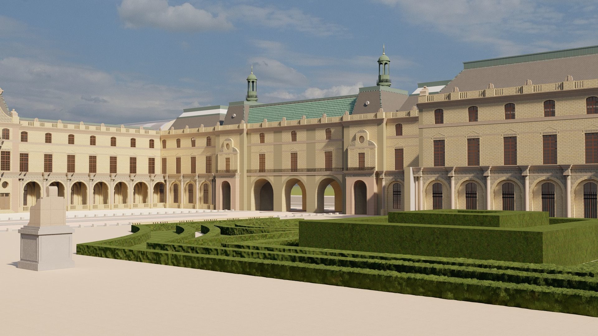 Louvre museum with interior 3D model_5