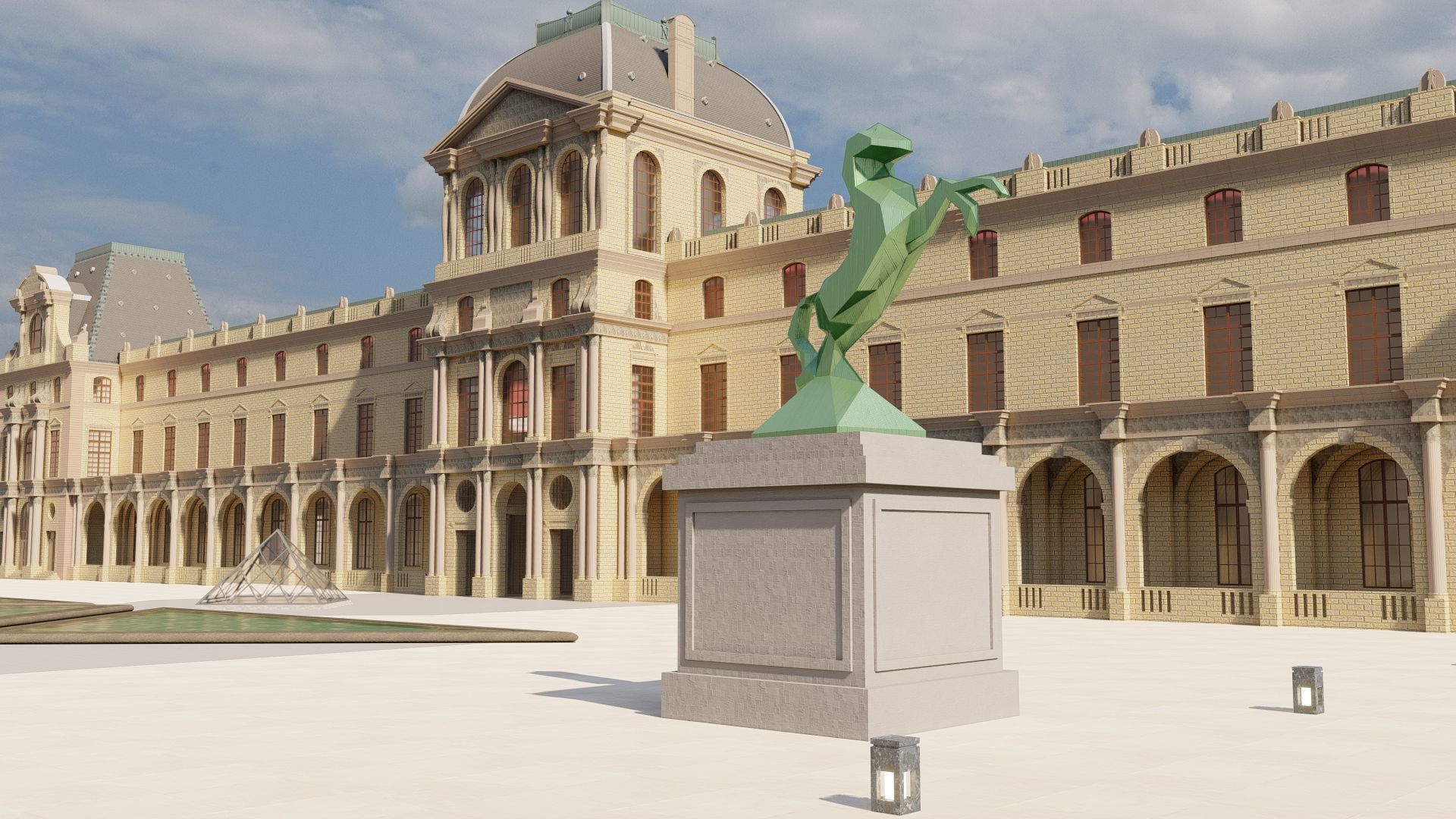 Louvre museum with interior 3D model_10