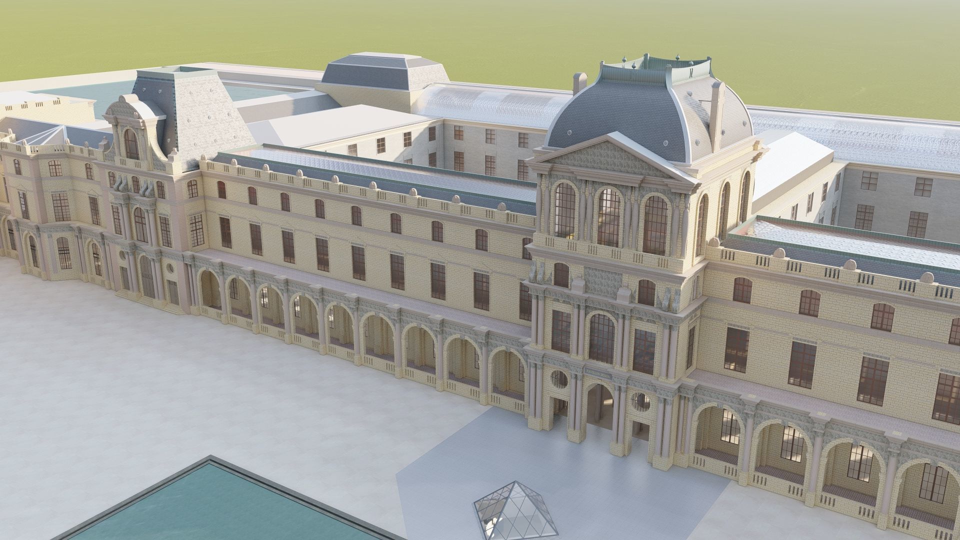 Louvre museum with interior 3D model_40