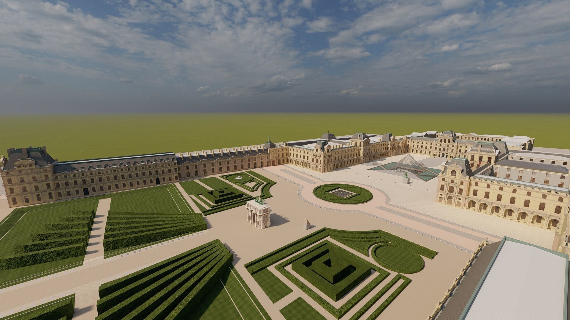 Louvre museum with interior 3D model_2
