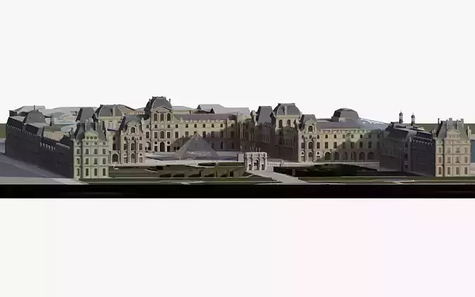 Louvre museum with interior 3D model