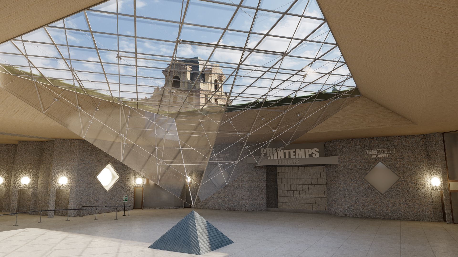 Louvre museum with interior 3D model_23