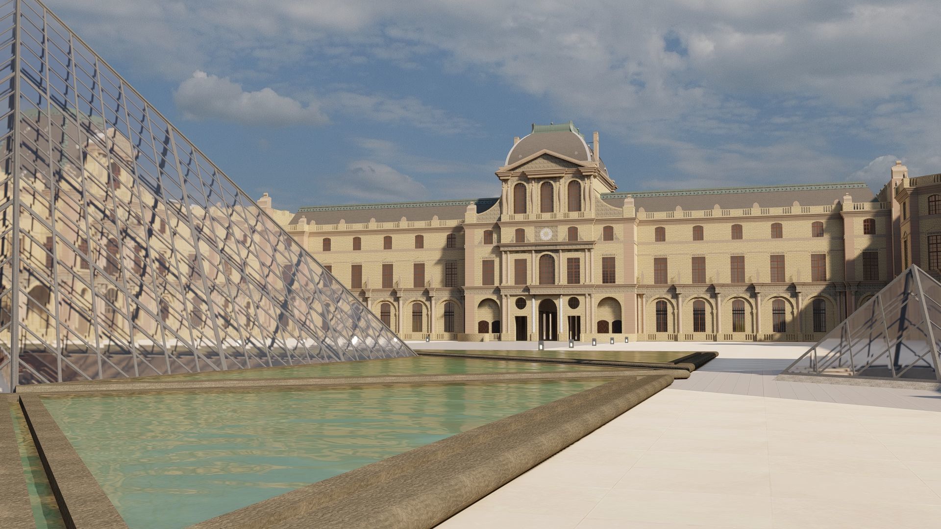 Louvre museum with interior 3D model_13