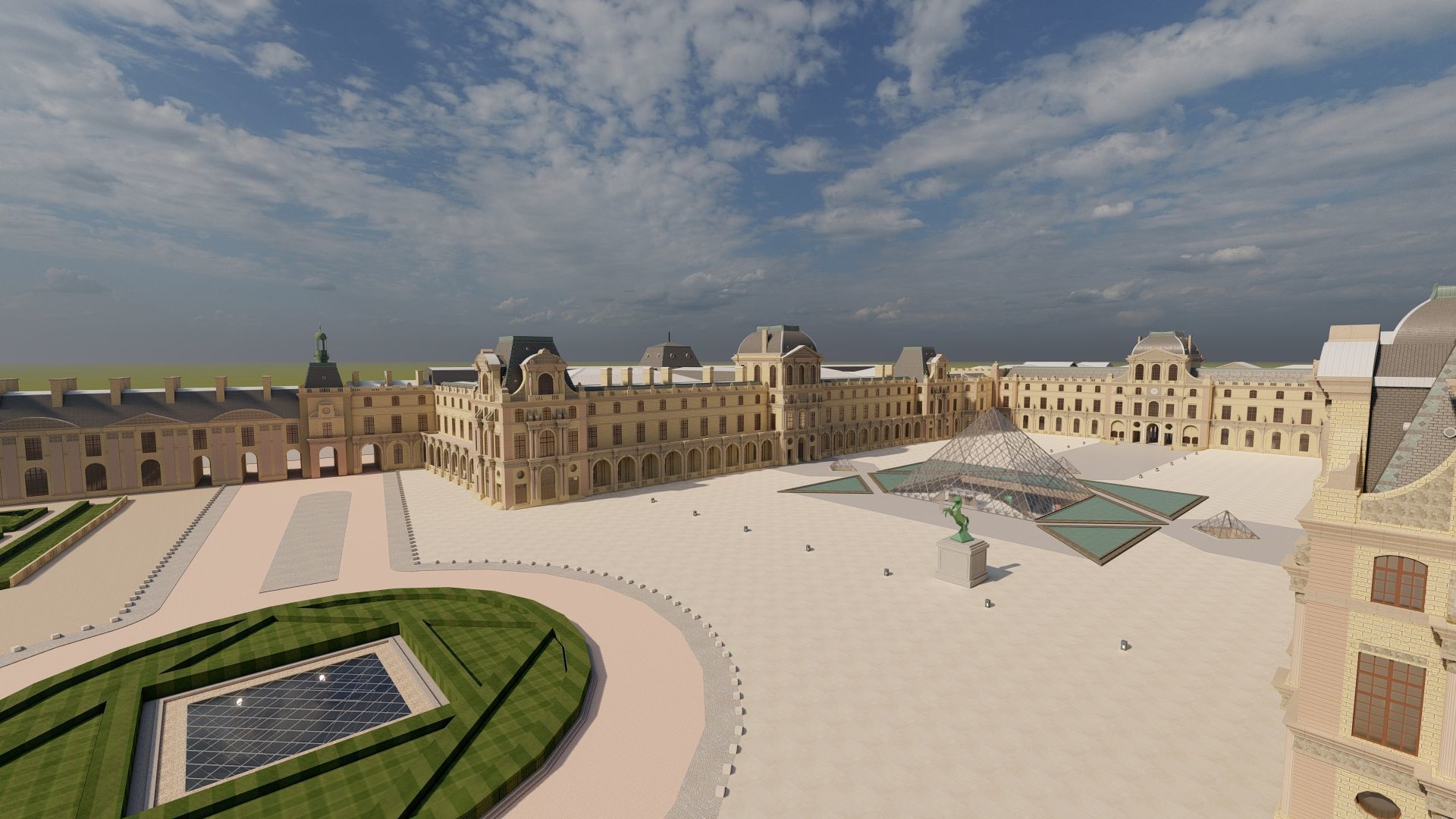 Louvre museum with interior 3D model_3