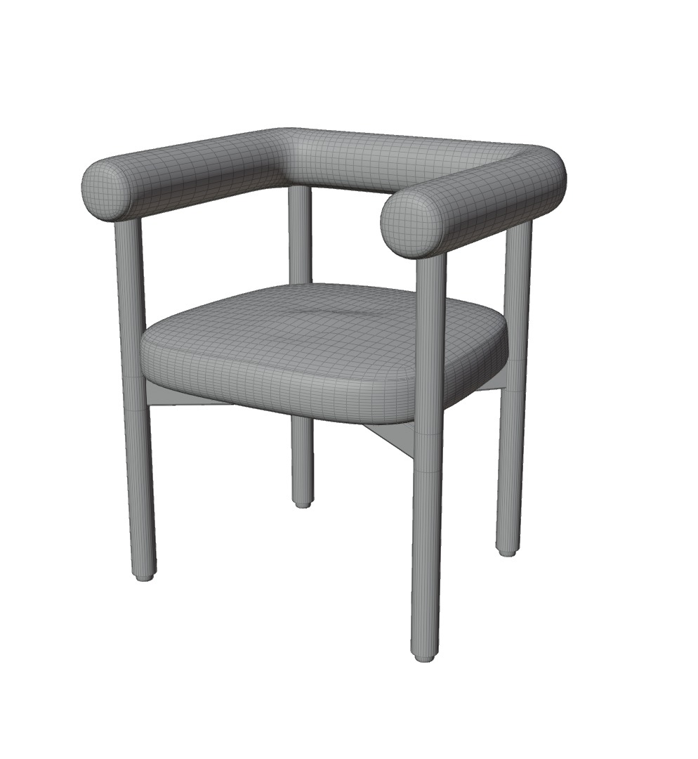  Modern Boucle Dining Chair  Stylish and Minimalist Design 3D model_8