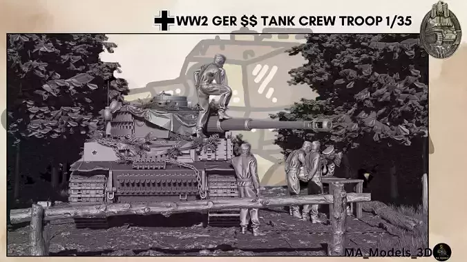 ww2 german tank crew Troop 1-35  3D print model