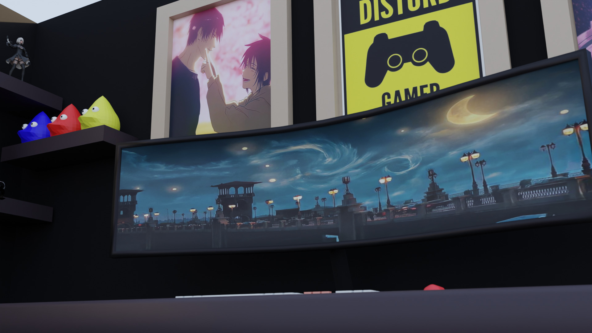 Gaming room  Low-poly 3D model_1