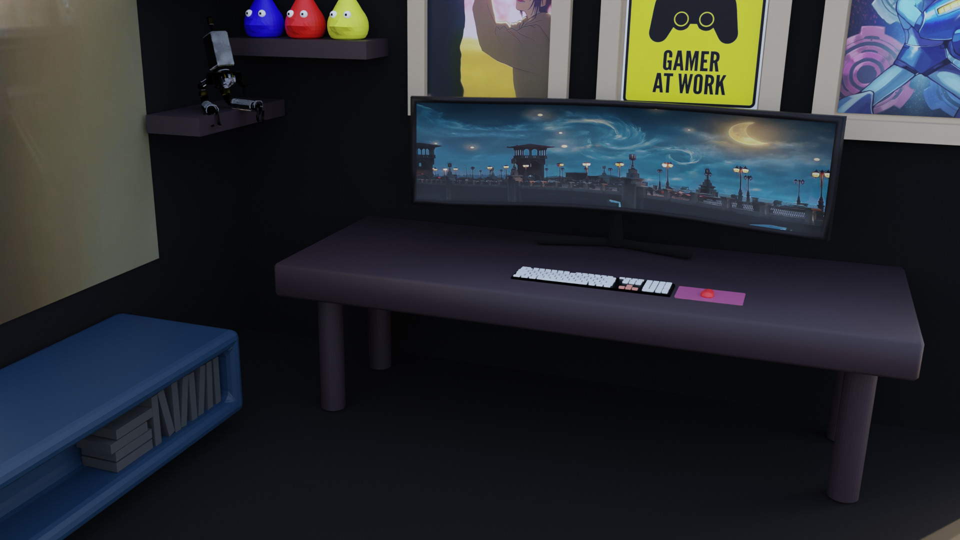 Gaming room  Low-poly 3D model_2