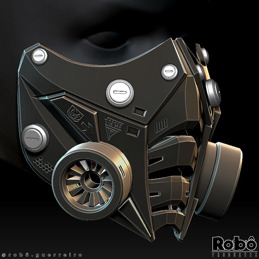 Cyberpunk Techwear Robot  Mask 3D print model_2