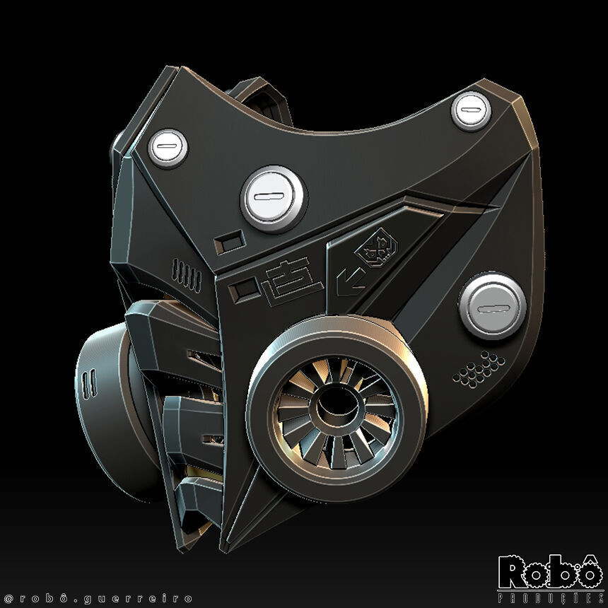 Cyberpunk Techwear Robot  Mask 3D print model_6
