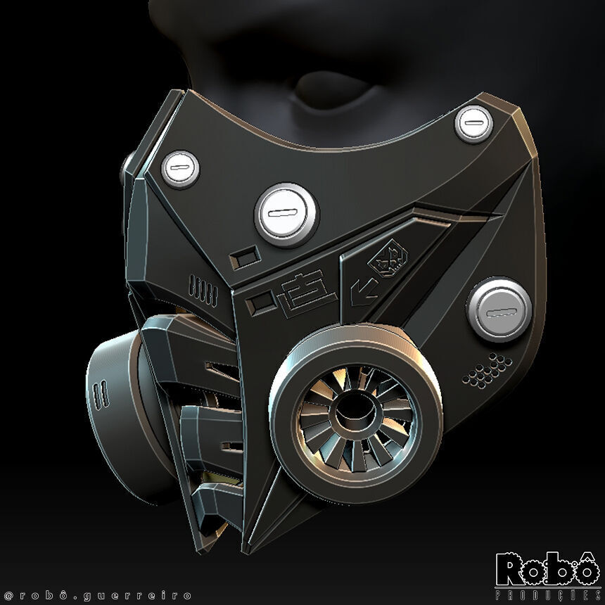 Cyberpunk Techwear Robot  Mask 3D print model_4