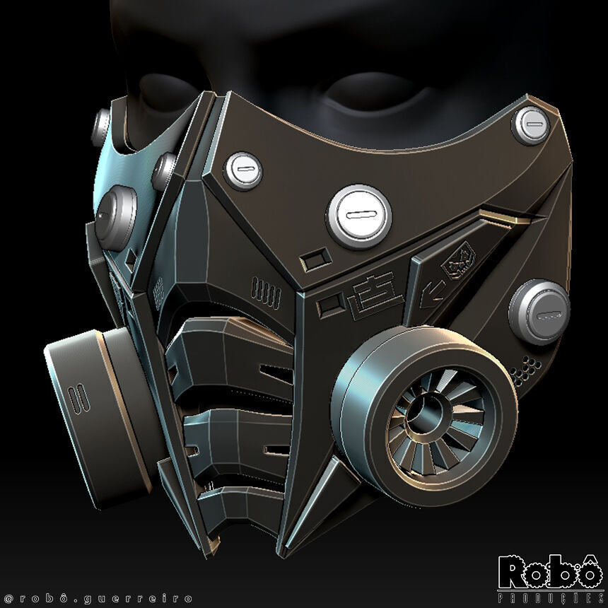 Cyberpunk Techwear Robot  Mask 3D print model_3
