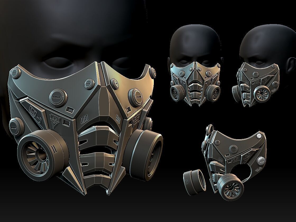 Cyberpunk Techwear Robot  Mask 3D print model_12