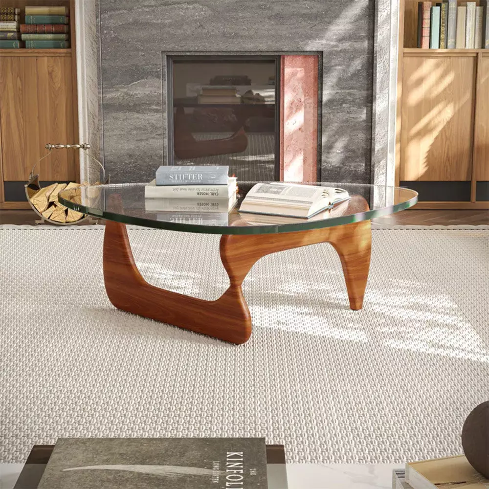 Glass Top wooden Coffee Table 3D model_0