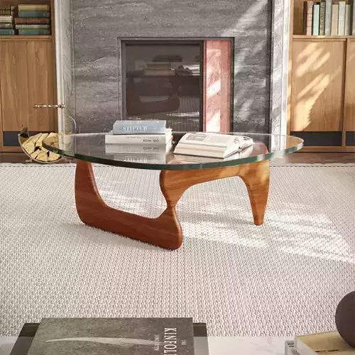 Glass Top wooden Coffee Table 3D model
