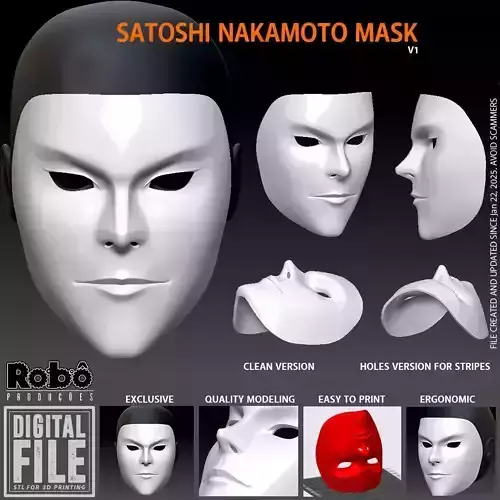 Satoshi Nakamoto Mask - Anonymous Crypto Investor