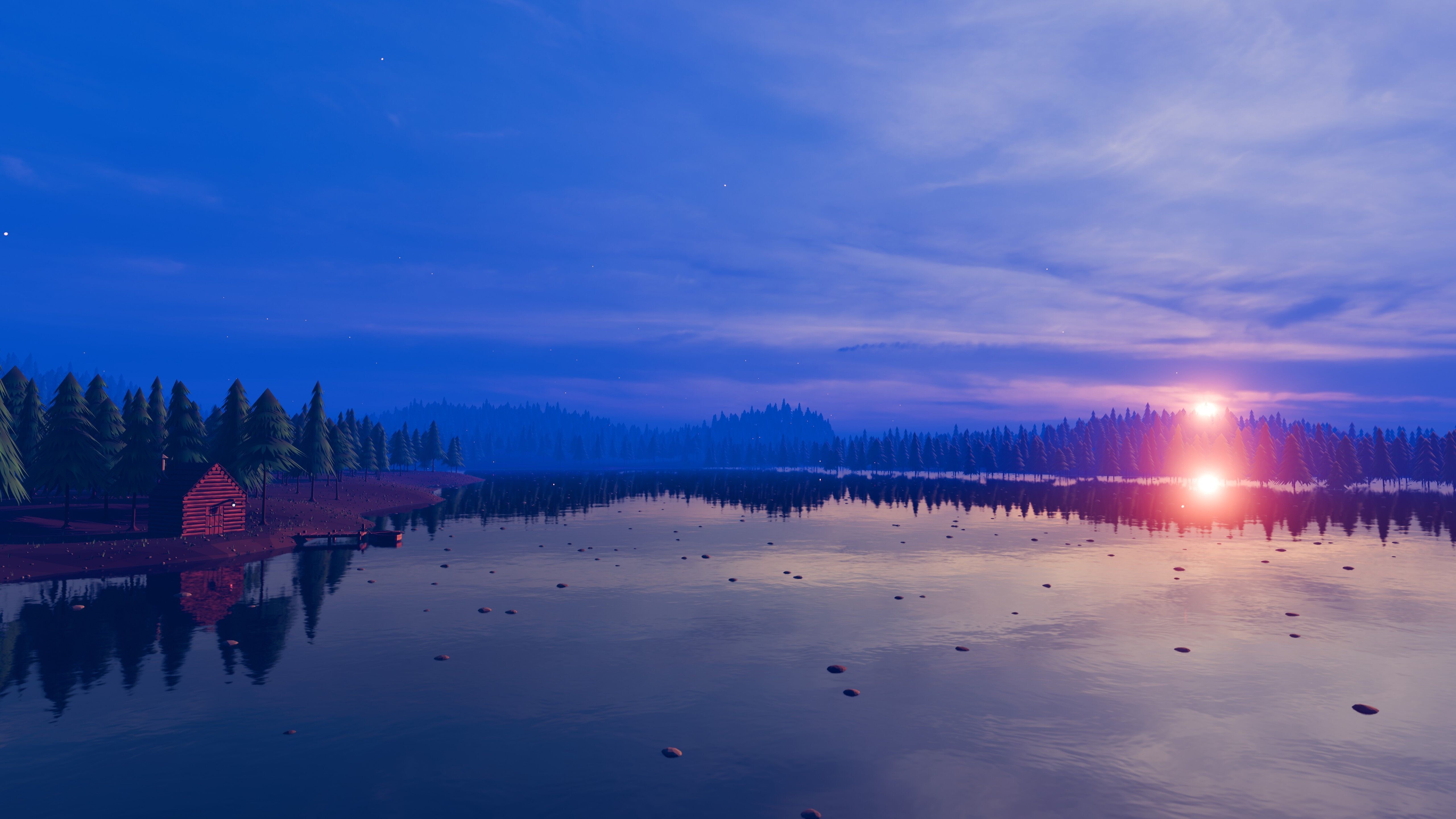 Stylized Low Poly Forest River 3D model_15