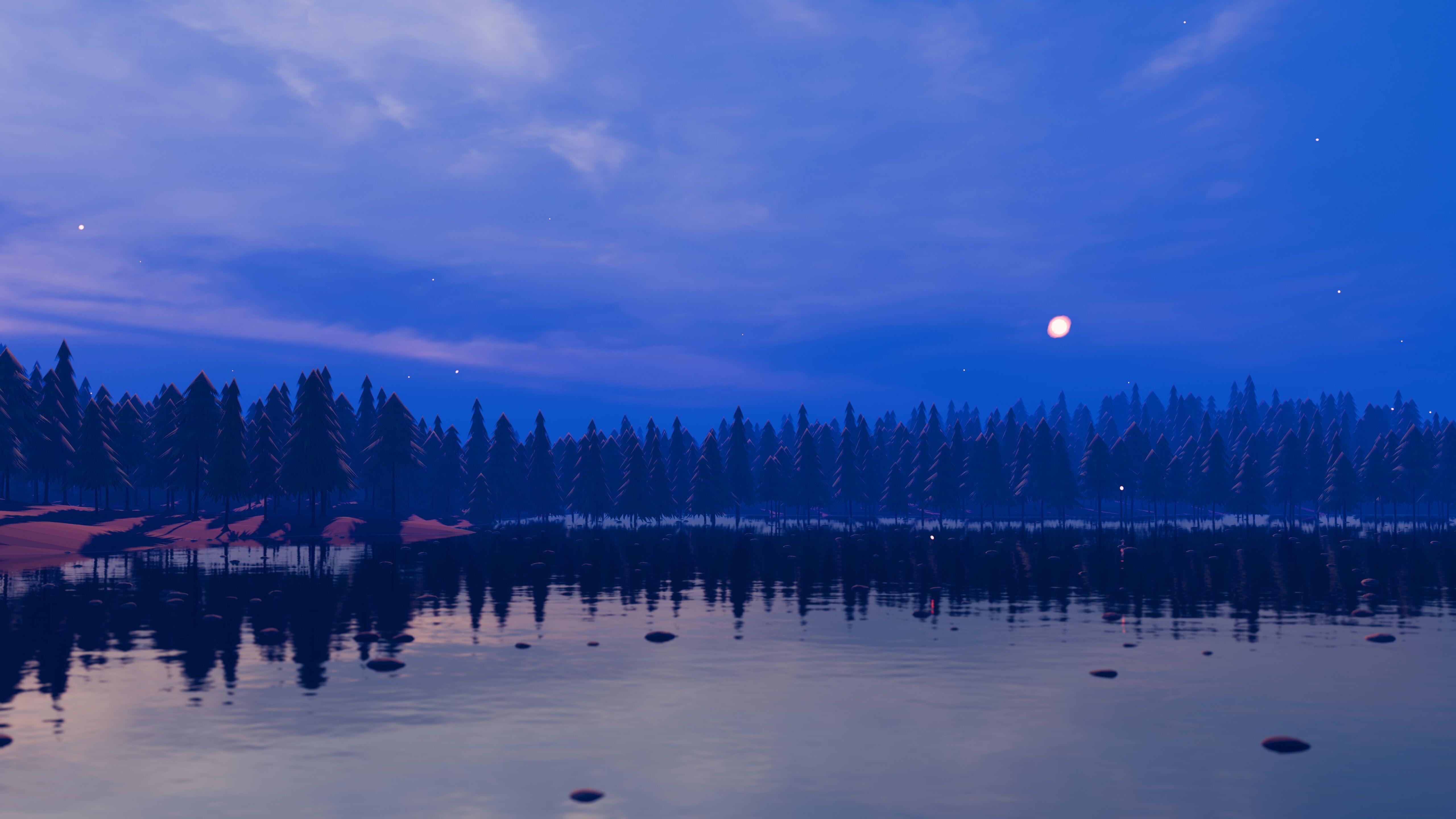 Stylized Low Poly Forest River 3D model_13