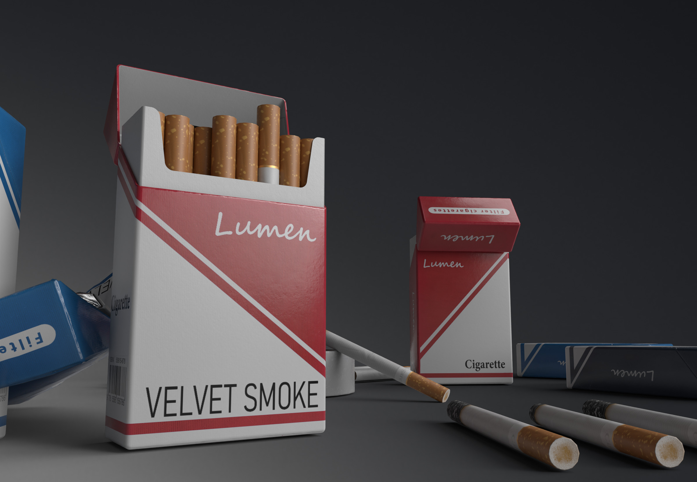 Realistic Smoking Pack Collection Low-poly 3D model_4