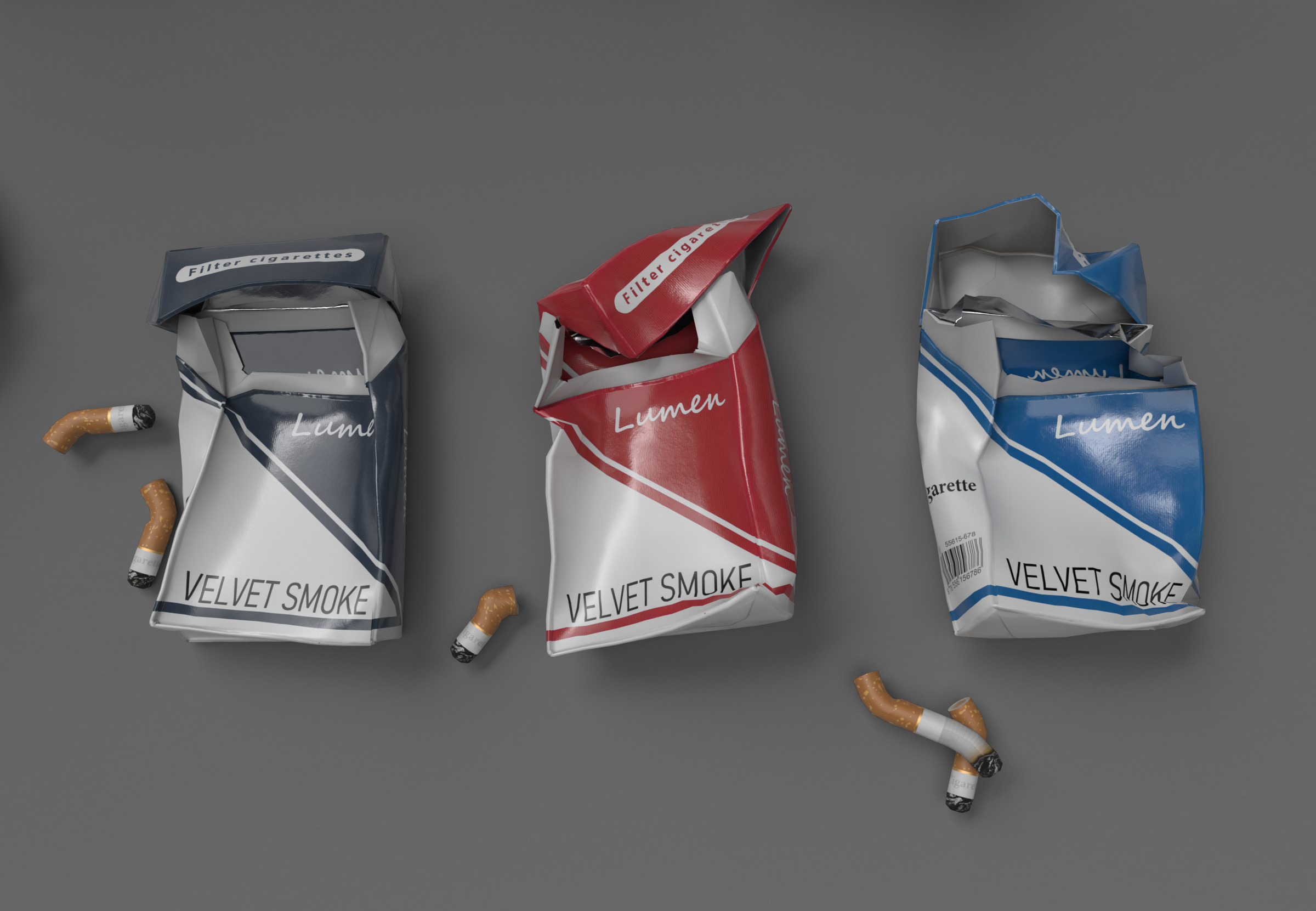 Realistic Smoking Pack Collection Low-poly 3D model_3