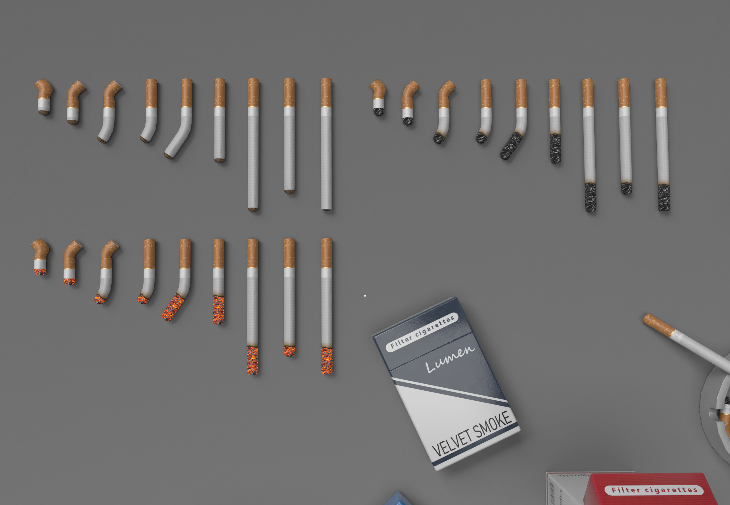 Realistic Smoking Pack Collection Low-poly 3D model_9