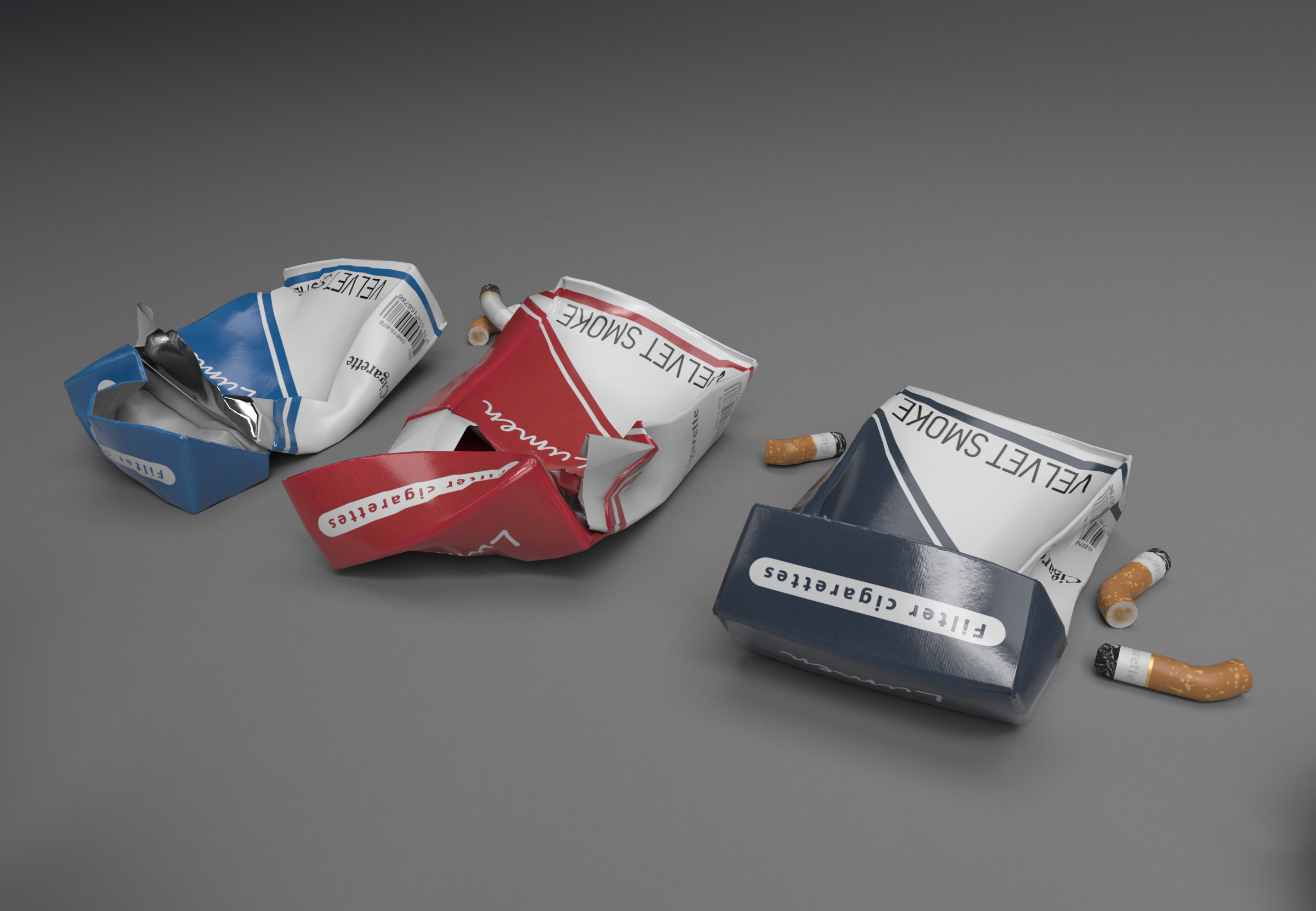 Realistic Smoking Pack Collection Low-poly 3D model_5