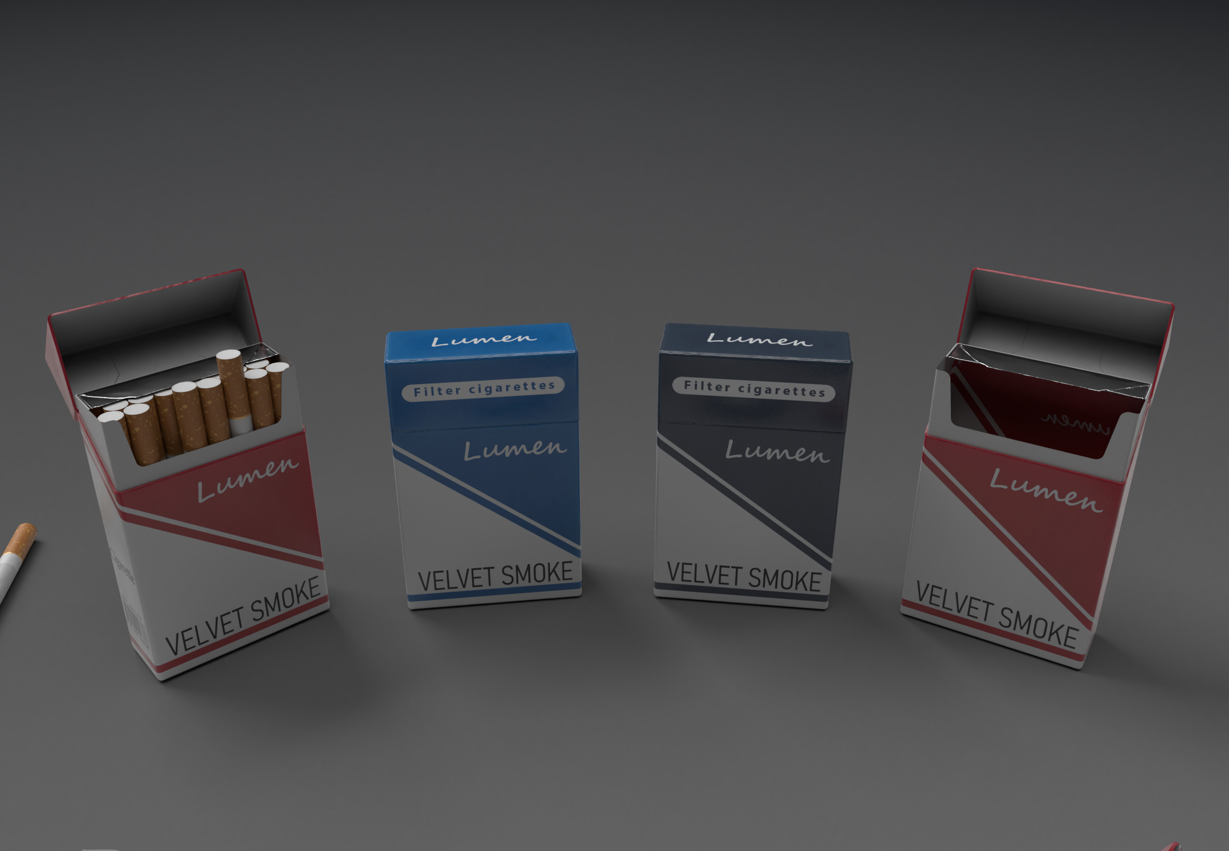 Realistic Smoking Pack Collection Low-poly 3D model_10