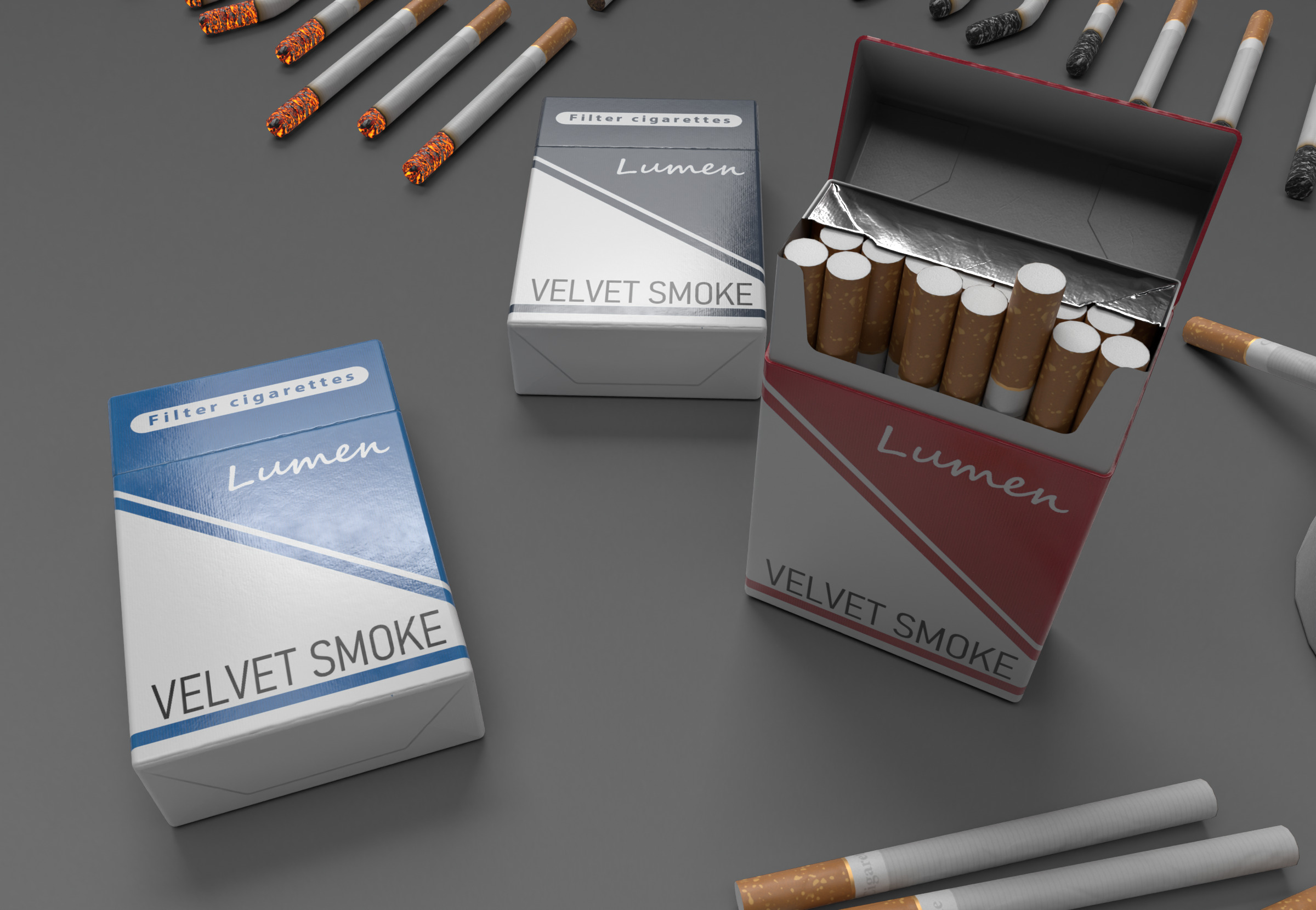 Realistic Smoking Pack Collection Low-poly 3D model_11
