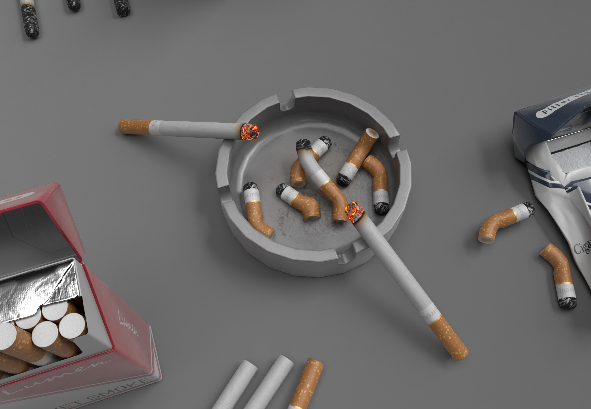 Realistic Smoking Pack Collection Low-poly 3D model_2