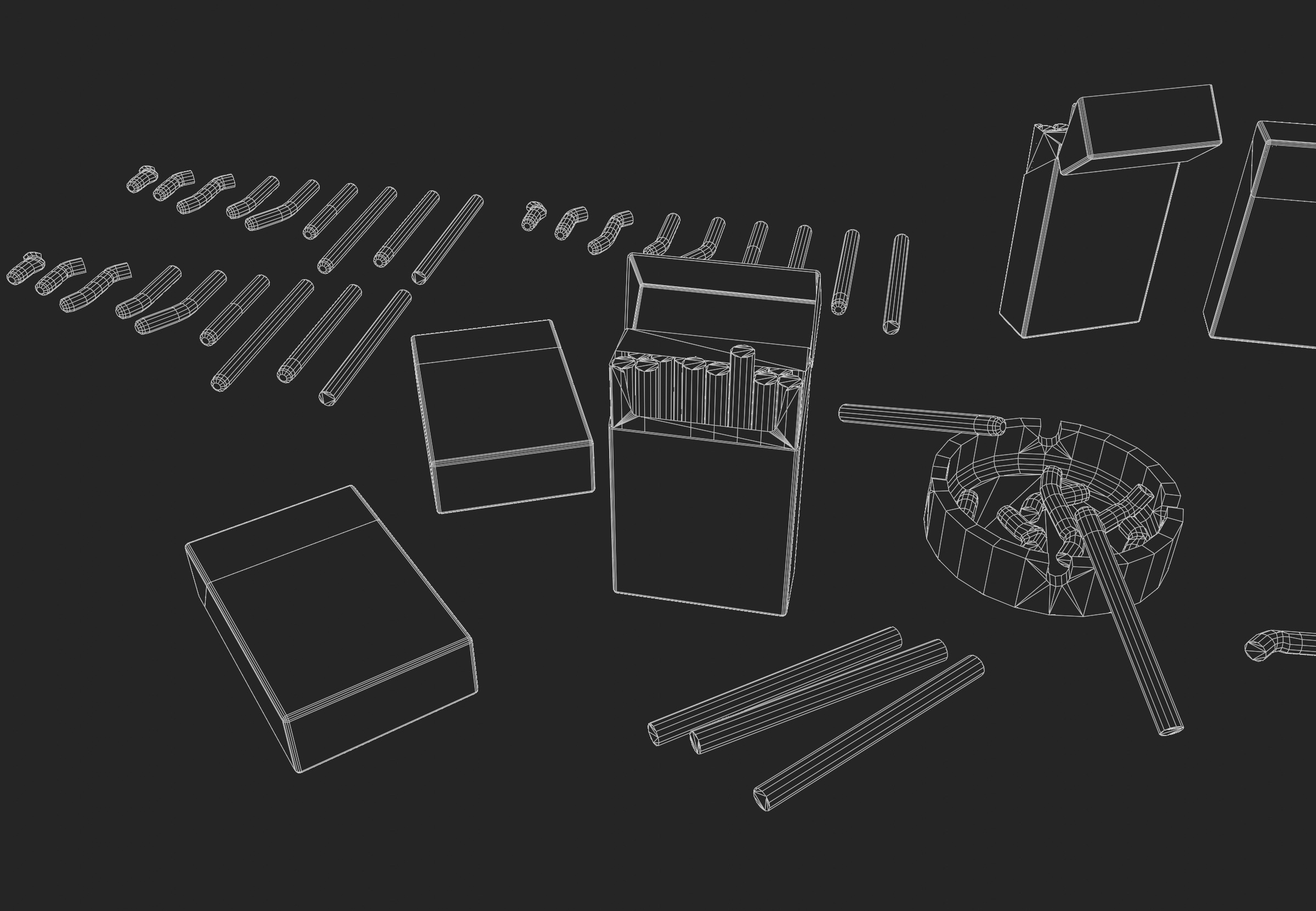Realistic Smoking Pack Collection Low-poly 3D model_14