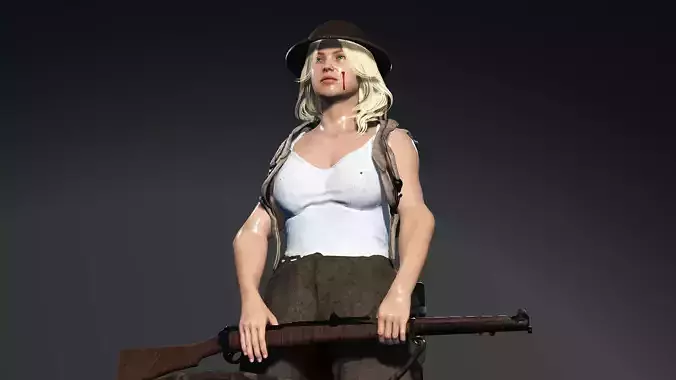 World War 2 Female Soldier Low-poly 3D model