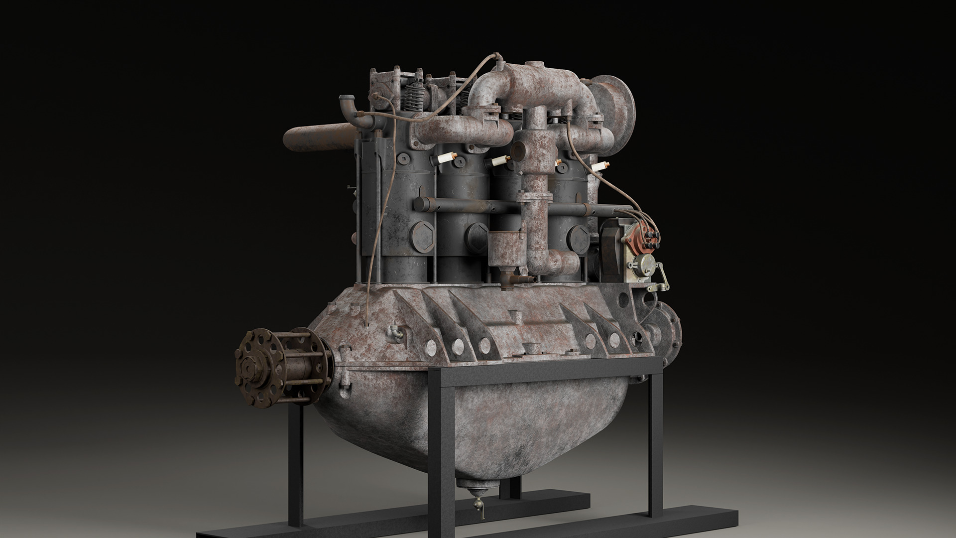 Hall-Scott A7 engine 3D model_4