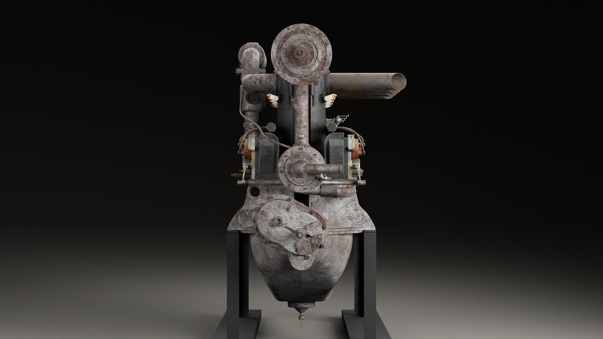Hall-Scott A7 engine 3D model_7