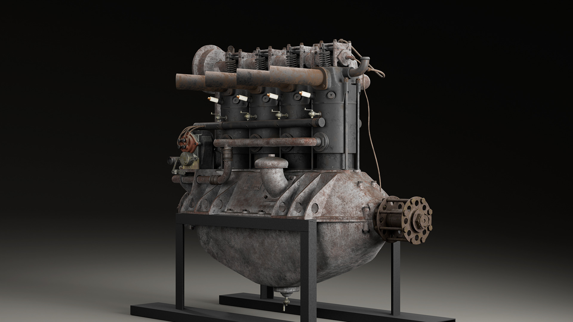 Hall-Scott A7 engine 3D model_3