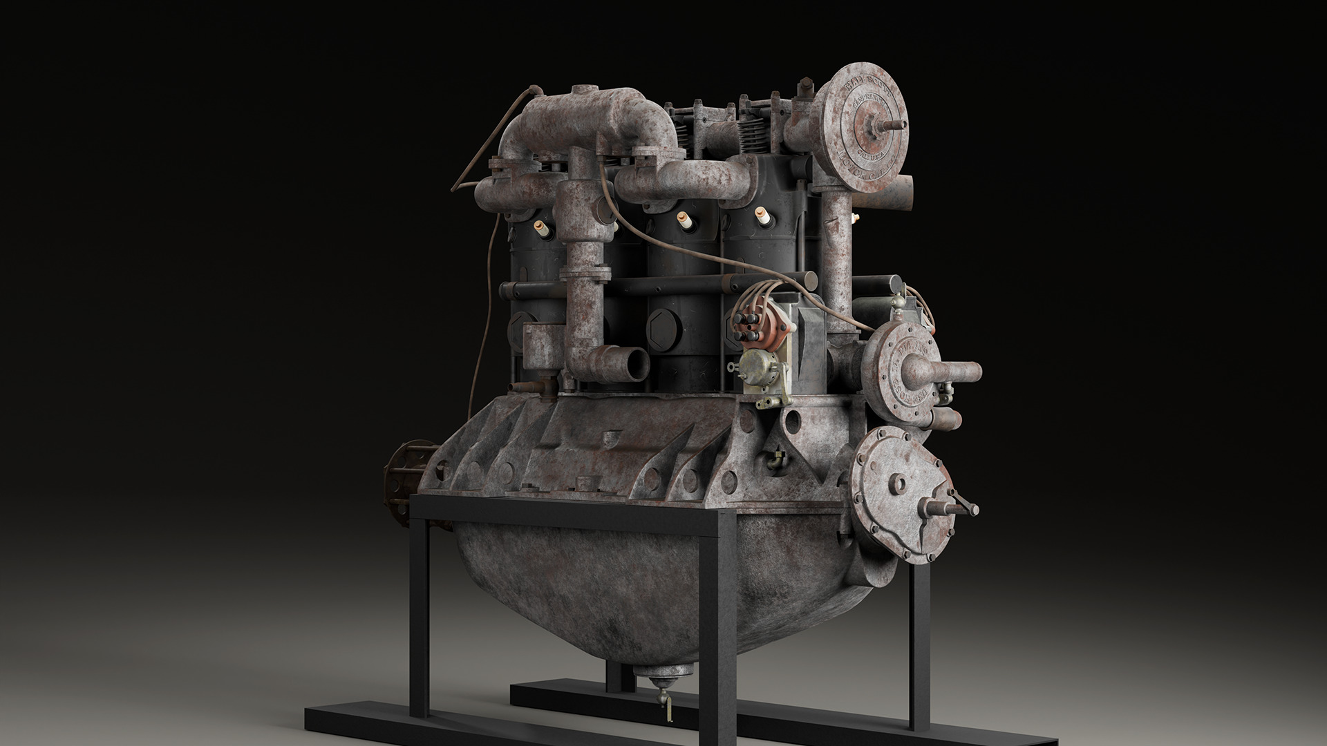Hall-Scott A7 engine 3D model_8