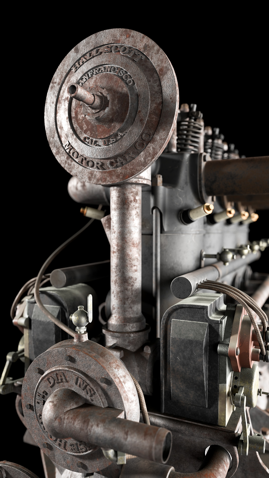 Hall-Scott A7 engine 3D model_9