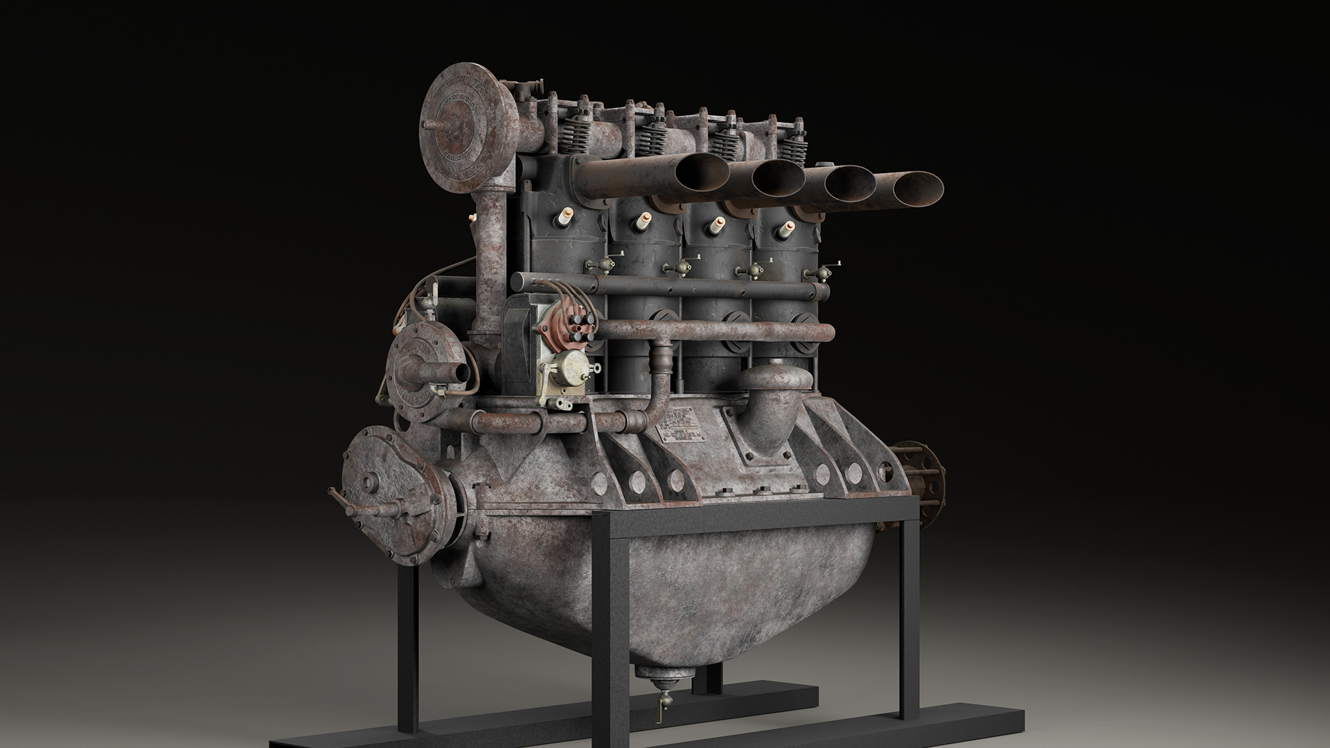 Hall-Scott A7 engine 3D model_6
