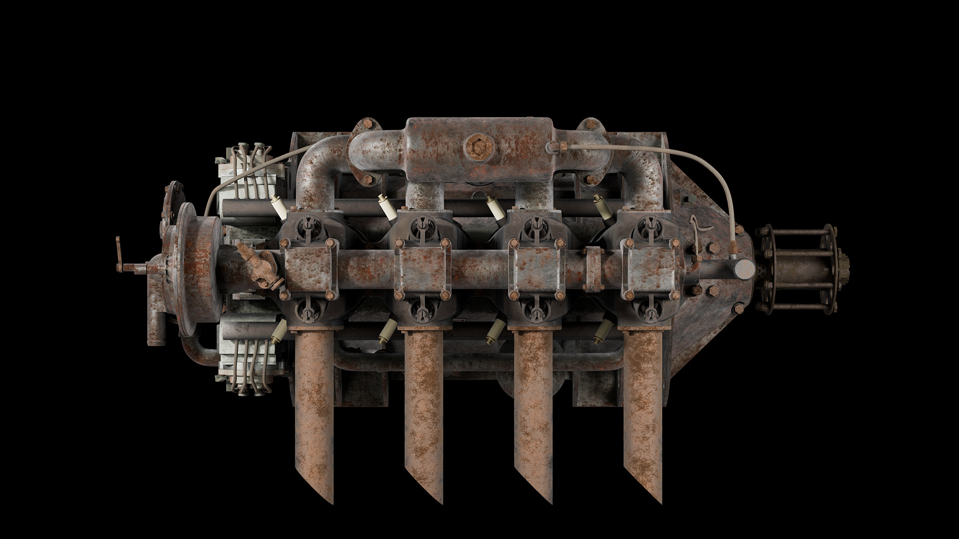 Hall-Scott A7 engine 3D model_1