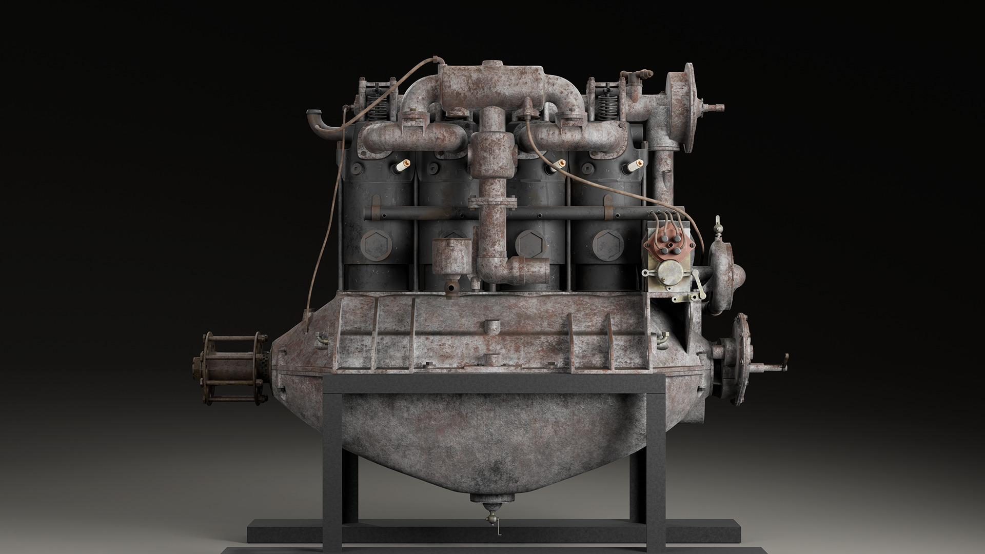 Hall-Scott A7 engine 3D model_5