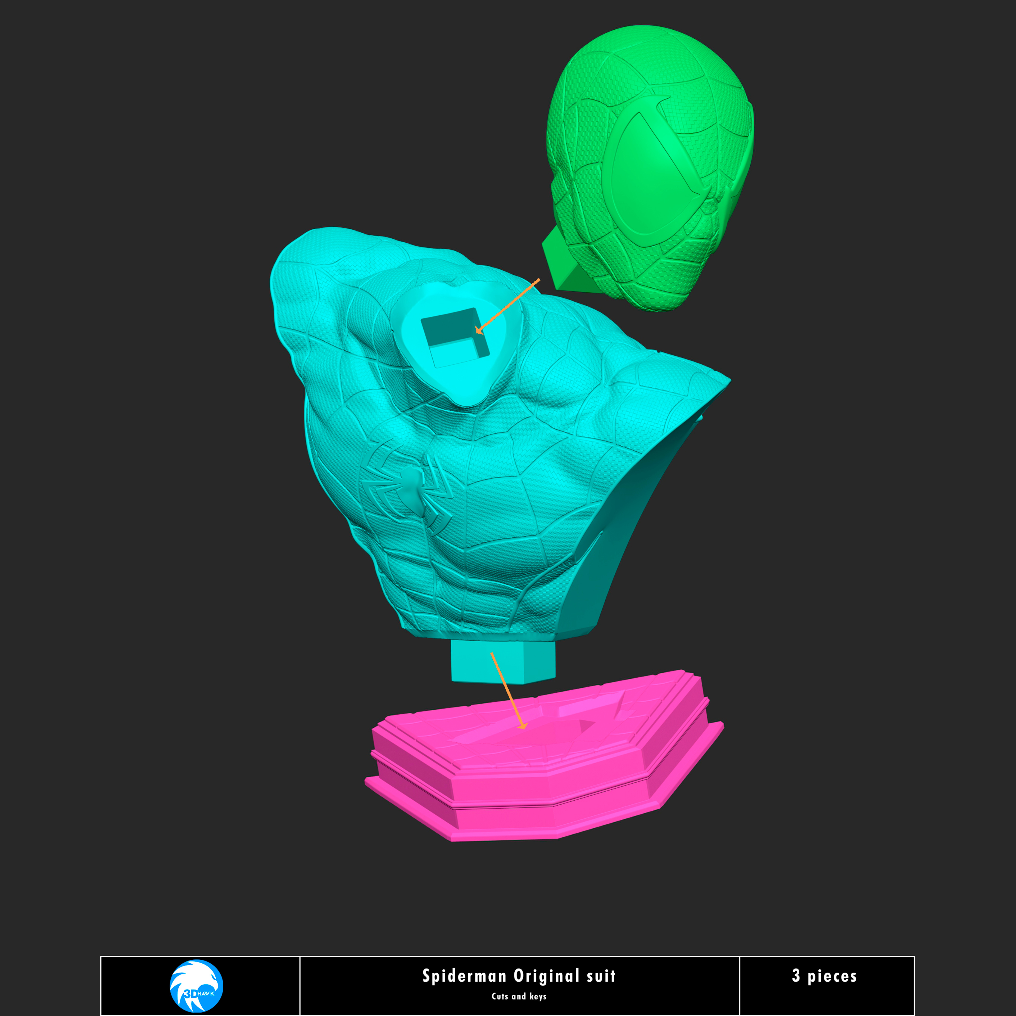 Spider-Man - Original suit - Premium Bust Line 3D print model_5