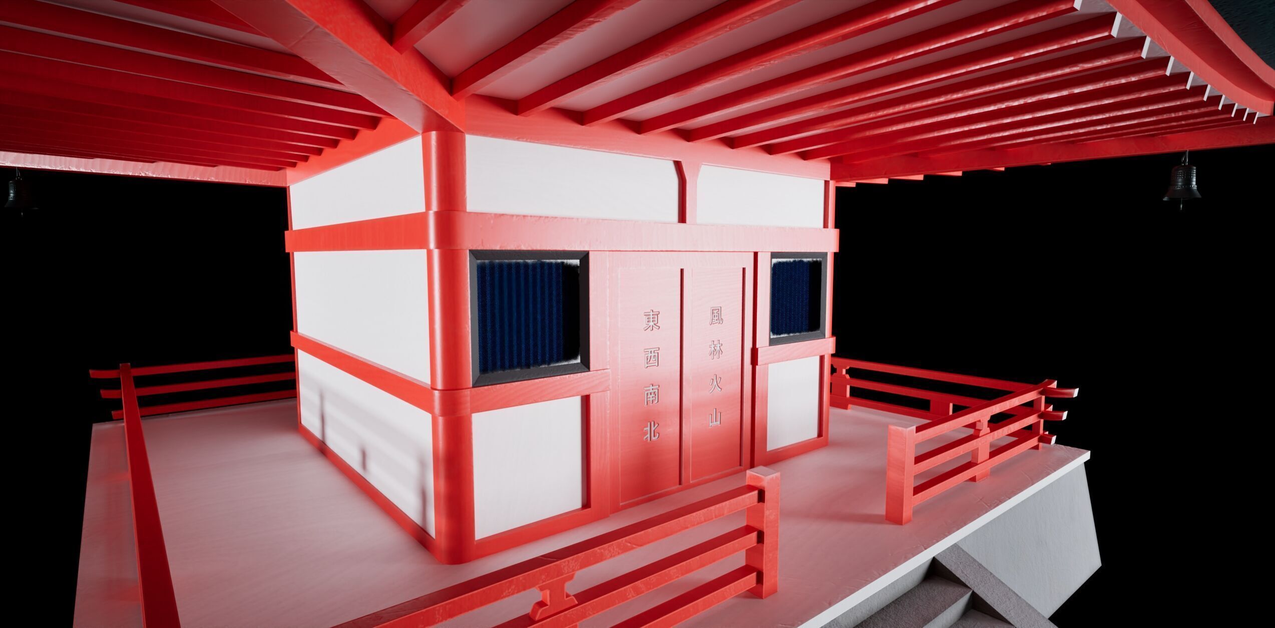 Japanese pagoda temple Low-poly 3D model_5