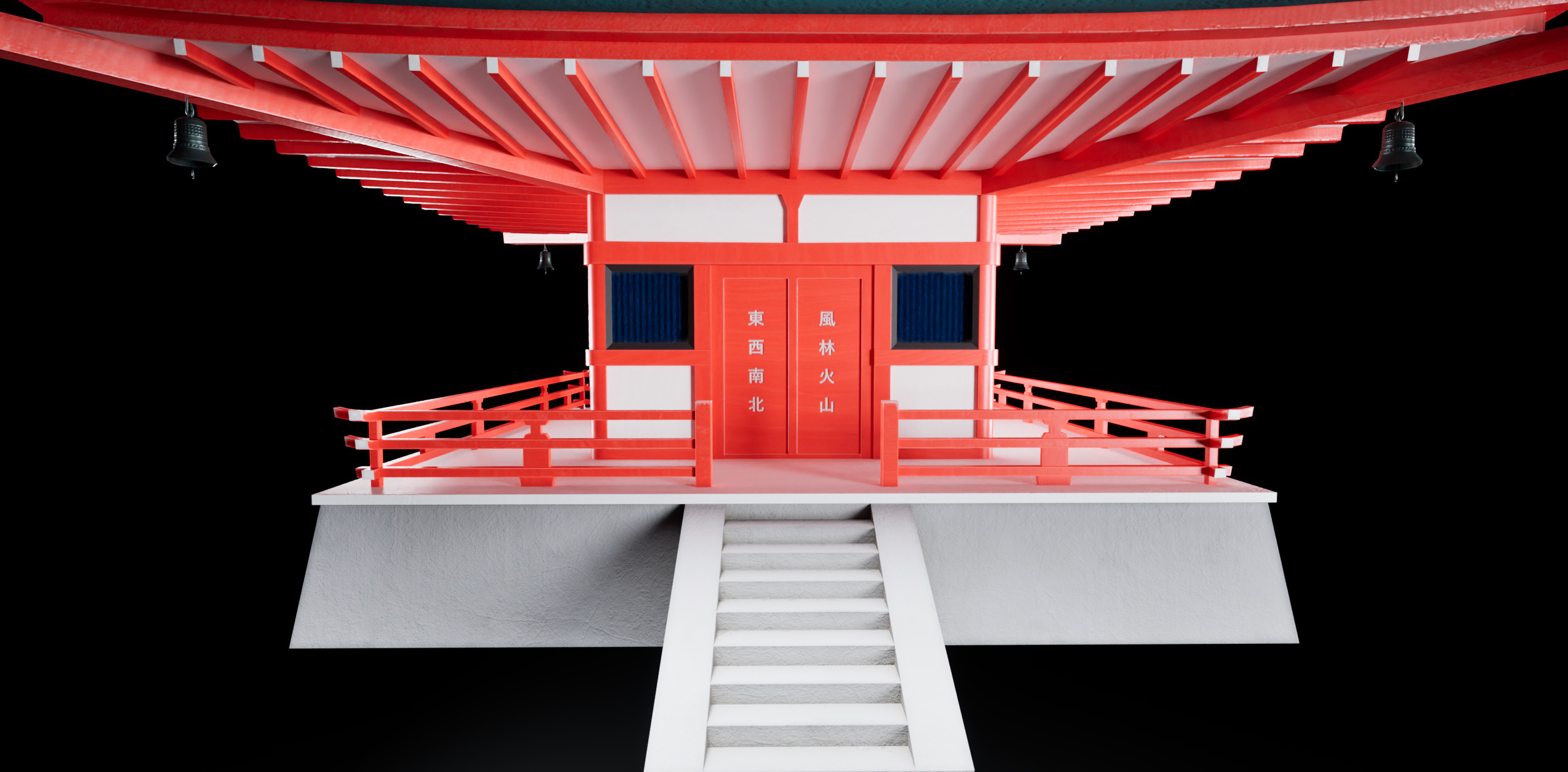 Japanese pagoda temple Low-poly 3D model_6