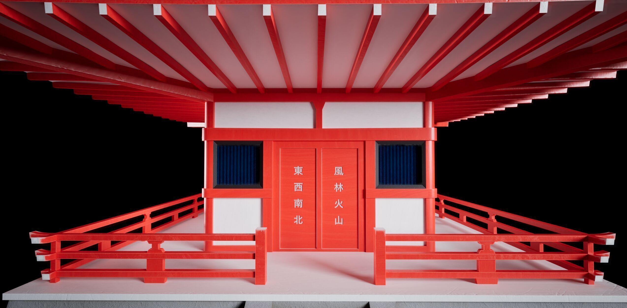 Japanese pagoda temple Low-poly 3D model_7