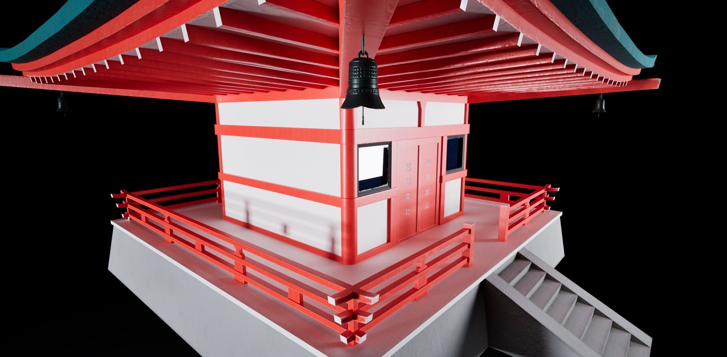 Japanese pagoda temple Low-poly 3D model_4