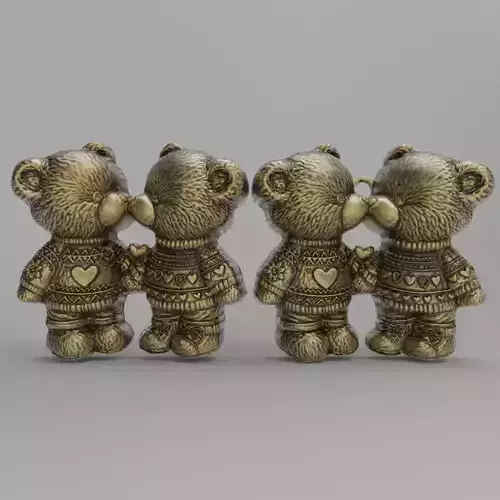 valentines kissing teddys  3D print model