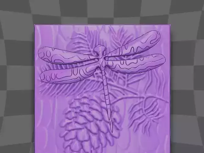 The dragonfly in the pine tree 3D print model