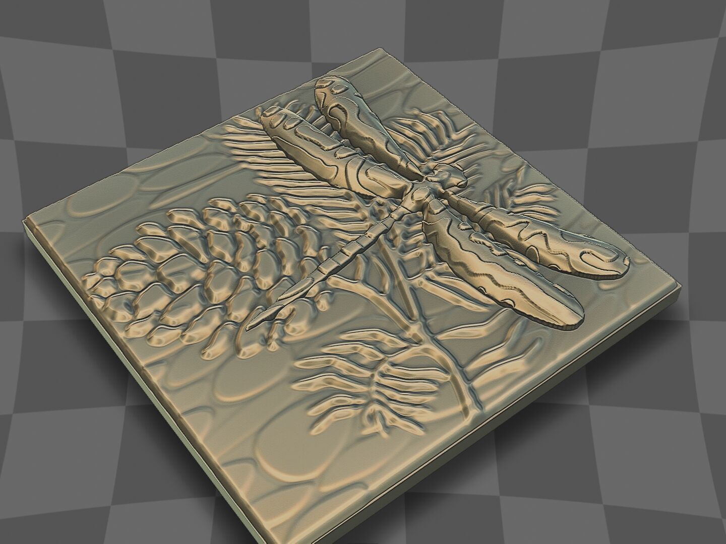 The dragonfly in the pine tree 3D print model_7