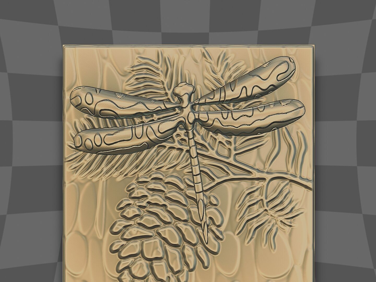 The dragonfly in the pine tree 3D print model_1